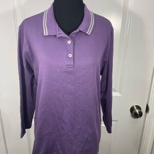 Lands End Purple Women's Polo Shirt Size L 14/16 CB-112